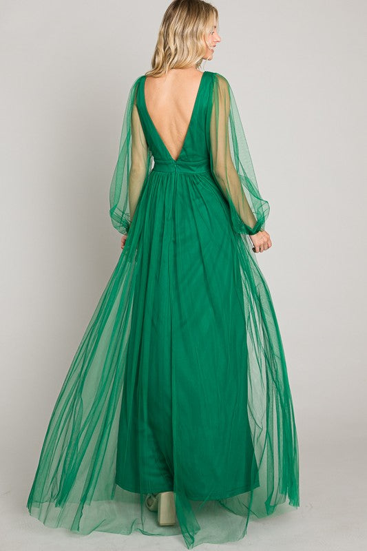 Kelly Green Mesh Long Dress – Aquarius Brand