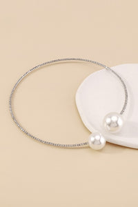 Silver Elegant Big Pearls Collar Necklace