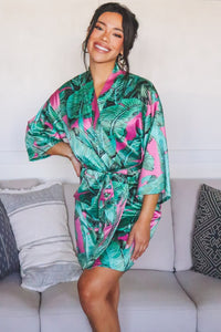 Pink And Green Tropical Robe