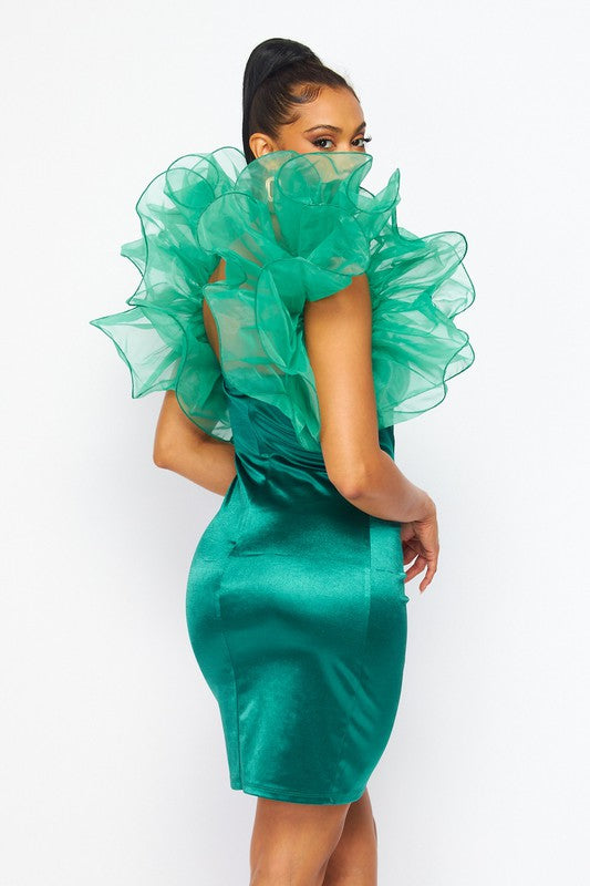 emerald green frill dress Lace & Beads Carpathia Emerald Green Ruffle Maxi Dress – Love My Apparel main image 0