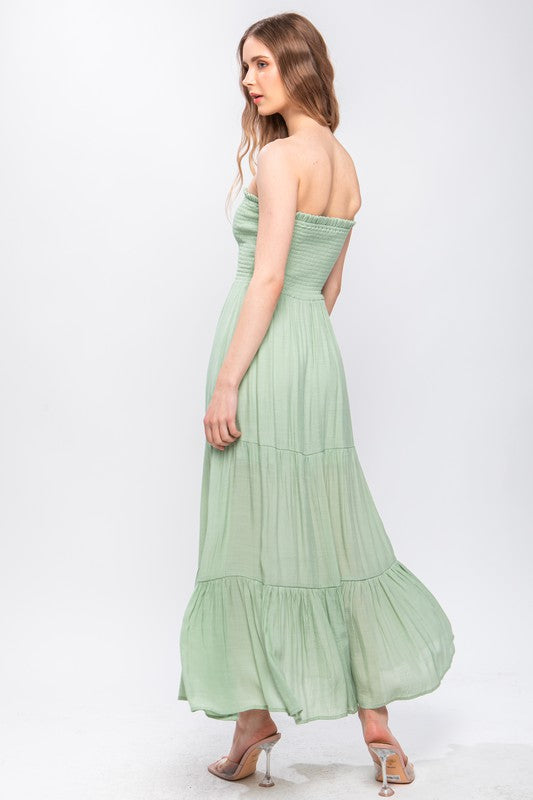 Light Green Strapless Maxi Dress Aquarius Brand Light Green Strapless Maxi Dress Aquarius Brand
