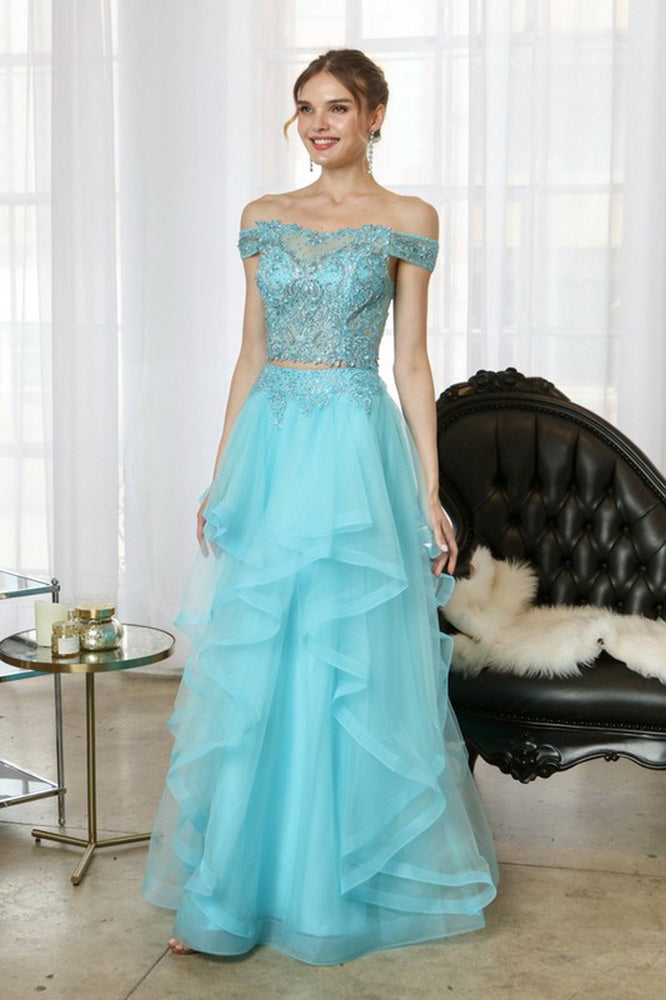 Aqua Beaded Lace Top And Ruffle Asymmetric Skirt Two Pieces Set Long D Aquarius Brand Aqua Beaded Lace Top And Ruffle Asymmetric Skirt Two Pieces Set Long D Aquarius Brand