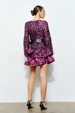 Grape Chic Polka Dot Silky Gold Belt Mini Dress