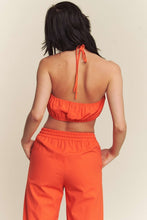 Orange Linen Halter Tie Top With Matching Pants Set