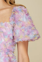 Lilac Romantic Flower 3D Mesh Dress Mini Baby Doll Dress