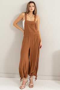 Brown Linen Tapered Overall