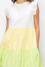 Yellow Multi Poplin Color Block Mini Dress