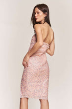 Blush Sequin Tube Slit Midi Dress