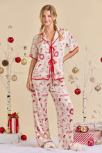 Ivory Multi Cream Holiday Print Pajama Set - Festive Sleepwear