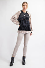 Black/Taupe Plus Size Velvet Tribal Contrast Hoodie