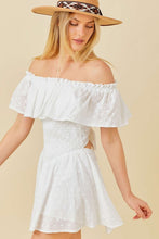 White Off Shoulder Romper With Back Tie Detail