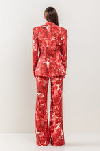 Wine Tie-Dye Floral Blazer Pants Set