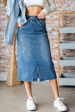Med Wash String Cargo Pocket Denim Long Skirt