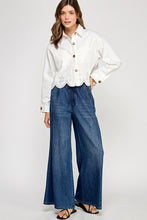 White Eyelet Hem Cotton Jacket