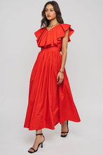 Tomato Red Arrive Late Cocktail Maxi Dress