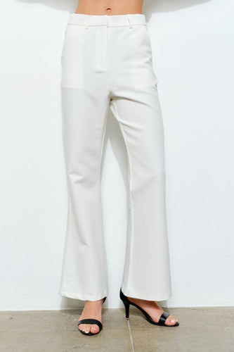 White High-waisted Flared Tailored Pants