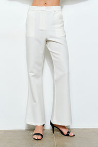 White High-waisted Flared Tailored Pants