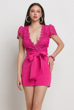 Fuschia Lace Top Solid Bottom Romper