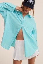 Aqua Loose Fit Button Down Shirt