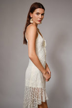 Ivory Lace High Low Hem Cami Tie Front Dress