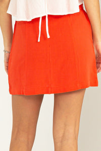 Orange Red Better Days Tie-Belt Mini Skirt