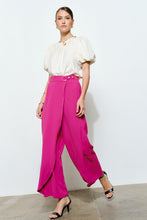 Hot Pink High Waist Wrap Detail Wide Pants