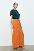 Clay Twist Front Draped High-waist Wide-leg Pants
