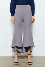 Grey Draped Ruffle High-low Flare Pants