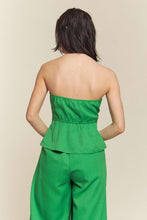 Kelly Green Linen Tube Button Down Vest With Pants Set