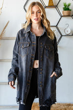 Black Wash istressed Denim Western Shirts Long Fit Jacket