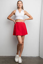 True Red Stretch Woven Active Pleat Tennis Skorts
