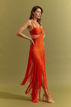 Orange Bandage Fringe Dress With Cutout