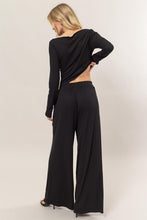 Black Set-Off-Shoulder Top And Pants Set