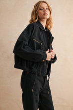 Black Cotton Moto Style Jacket