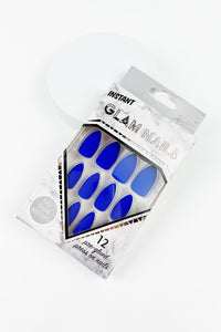 Matte Color Short Coffin Shaped Press On Fake Nail/Blue