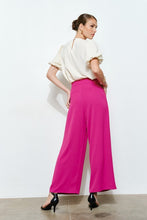Hot Pink High Waist Wrap Detail Wide Pants