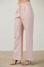 Lt Pink Stretch Woven Trousers With Button Detail