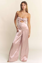 Mauve Satin Pintucked Bust Open Back Wide Leg Jumpsuit