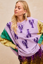Mardi Gras Sequin Crawfish Washed Mardi Gras Sweatshirt Top