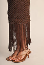 Brown Golden Hour Metallic Knit Fringe Maxi Dress