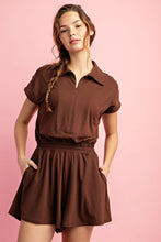 Java Butter Short Sleeve Quarter Zip Romper
