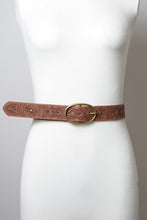 Camel Floral Stitch Oval Buckle Belt