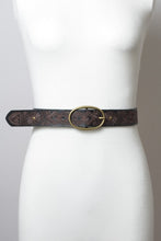 Black Floral Stitch Oval Buckle Belt