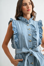 Lt Sleeveless Denim Dress With Ruffle Details