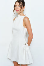 Ivory Metal Accent Side-pleat Sculpted Mini Dress