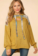 Butterscotch/Olive Multi Color Check Peekaboo Cut Out Hoodie