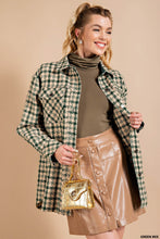 Green Mix Plaid Shirt Button Down Jacket