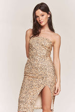 Gold Sequin Tube Slit Midi Dress