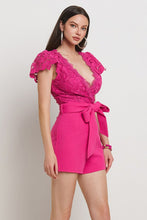 Fuschia Lace Top Solid Bottom Romper