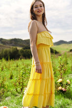 Yellow Tiered Flowing Tube Top And Skirt Tube Maxi Dress